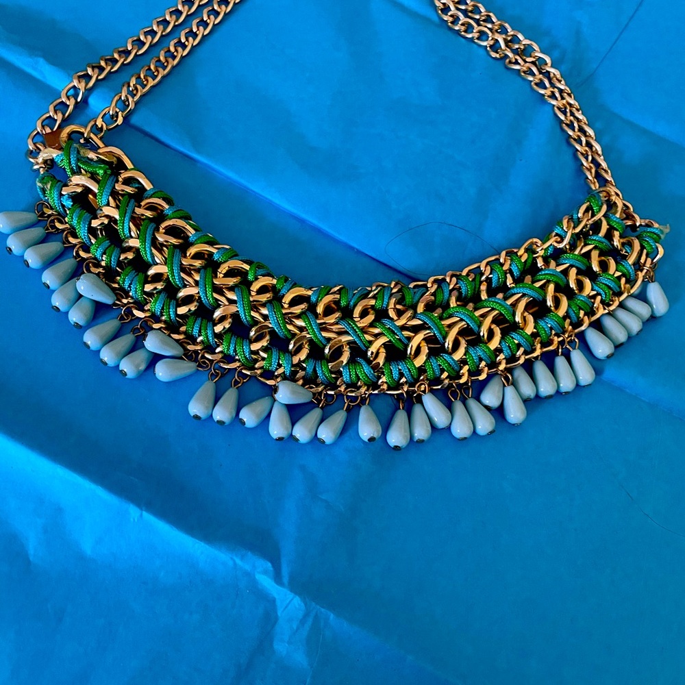 Beautiful blue beaded necklace.